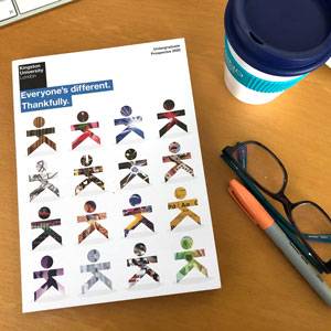 The Kingston University prospectus on a table