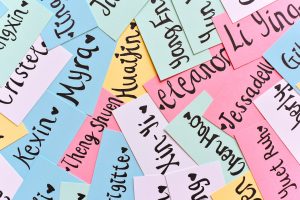 Names written on colorful paper.