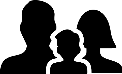 Silhouettes of a 3-person family